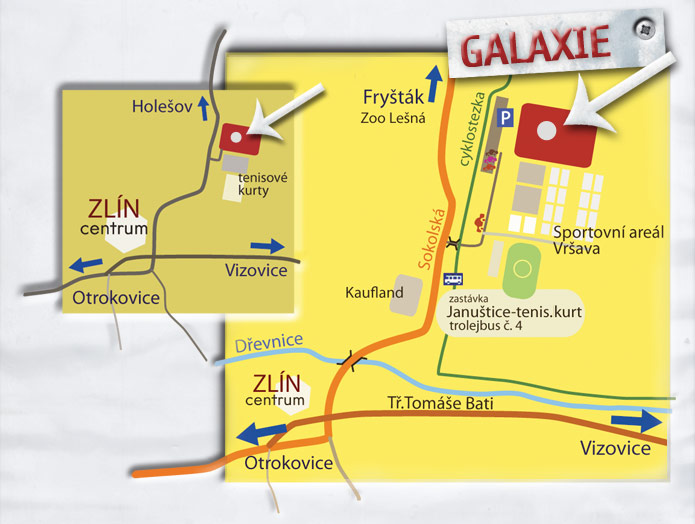 Mapa Jak do Toboga Galaxie Zlín