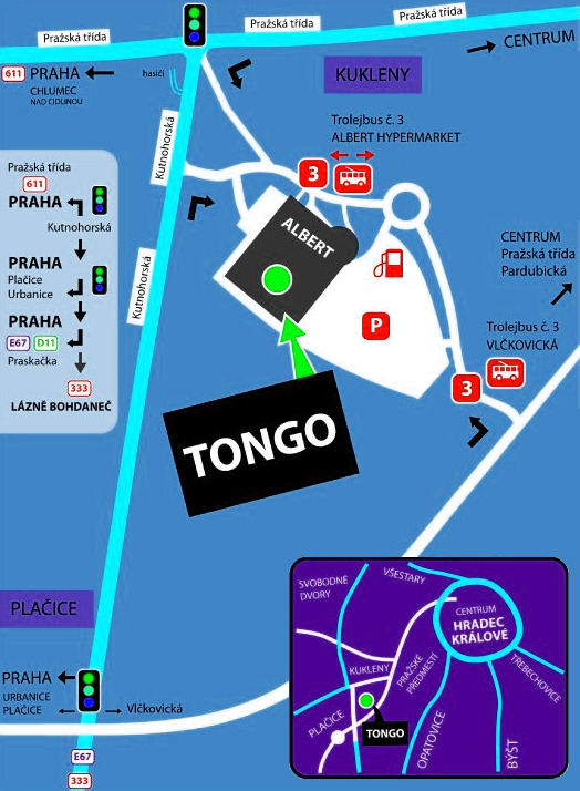 Mapa Jak do Toboga Tongo Hradec Králové